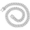 Esmoly Hip Hop Collana Uomo Argento/14K Oro Iced Out Catena Cubana Regalo Uomo Ragazzo 14mm (Argento, 18 Inch)