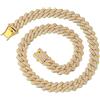 Esmoly Hip Hop Collana Uomo Argento/14K Oro Iced Out Catena Cubana Regalo Uomo Ragazzo 14mm (Oro, 18 Inch)