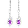 Esmoly Orecchini Donna Argento 925 Placato Pietra nascita Orecchini Pendenti Regalo Donna Ragazza (Argento 02)