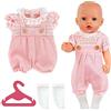 Aolso Vestiti per Bambole per New Born Baby Doll, Abiti per Bambolotti 35-45CM, Salopette a Maniche Corte per Bambole, con 1 paio di Calzini e 1 Gruccia (Bambola non Inclusa)