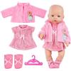 Aolso Vestiti per Bambole per New Born Baby Doll, Abiti per Bambolotti 35-45cm, Modello Ovile Rosa, con 1 Gonna Rosa Senza Maniche, 1 Giacca Rosa, 1 Paio di Calzini Rosa, 1 Gruccia di Colore Casuale