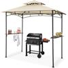 tectake® Gazebo per Barbecue 240x150x250 cm, Gazebo Esterno Resistente alle intemperie, Telo Impermeabile Protezione UV, Doppio Tetto Antivento, 2 Ripiani, Apribottiglie Integrato - Sabbia