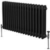 Monster Shop Radiatore Termosifone a 3 Colonne 600mm x 832mm Moderno Centralizzato Nero in Acciaio Inox Orizzontale a Parete Cucina Soggiorno Bagno Kit di Fissaggio e Spazzola Inclusi