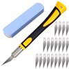 LEAZZLE Set di Taglierino di Precisione de 22 Pezzi, Cutter di Precisione con 20 Lame Taglierino di Olio Antiruggine, Bisturi Modellismo di Gomma Antiscivolo, Coltelli per Arte, Hobby, Sculture,Giallo