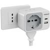 TESSAN Presa Multipla con 1 Schuko e 2 Prese IT, Presa Multipla Salvaspazio con 2 USB, 2500W Caricatore USB C, Adattatore Spina 10A per Cucina, Ufficio, Viaggio, Multipresa da Parete, Grigio