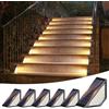 Shuniu Lampade solari per esterni da giardino, lampade a LED da giardino per cortili, decorazione pathway, gradini e scale, luci a LED IP65, impermeabili, balconi, pavimenti, 6 pezzi