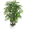 Leaf Design UK - Piante artificiali realistiche in vaso, metallo, ficus cespuglioso verde e argento, 90 cm