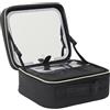 COSMETIC CLUB, SC0626, Vano modulare con Specchio LED, Elegante Design Nero, Spazio Personalizzabile, Illuminazione ottimale, Compatto e Facile da trasportare per Tutti i Tuoi Viaggi