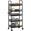 BAKAJI Carrello Carrellino Multiuso Mobile Portaoggetti Spazi Stretti Slim Comodo Sottile Salvaspazio Cucina Bagno Ufficio Arredamento Portaoggetti Design Colore Nero (5 Ripiani)