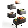 BAKAJI Carrello Trolley Cucina in Metallo con 5 Ripiani a Cesto Apribili e 4 Ruote girevoli a 360 Gradi Trolley Salvaspazio Arredamento Casa Cucina Dimensione 85 x 26 cm Design Moderno (Quadrato)