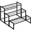 Simple Trending Supporto per piante in metallo a 3 ripiani, per interni ed esterni, impermeabile, impilabile, resistente, per piante, per giardino, espositore, nero