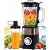 Hsweeth Frullatore 1000W, Frullatore Elettrico Multifunzione 2-in-1, Mixer Cucina Bicchiere in Vetro 1,5L e Bottiglia Portatile 600ml, Lama Acciaio Inox per Ghiaccio, Auto-Pulizia, Regolazione Velocità