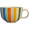 B2SEE Tazza da caffè grande in ceramica, 500 ml, dipinta a mano (multicolore a righe verticali)