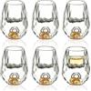 Behogan 6 bicchieri da liquore da 15 ml, senza piombo con fondo pesante, vetro Crystal Shot con fiocchi di foglia d'oro 24 K, senza BPA e piombo, ideali per vodka, alcool, tequila, sake, whiskey