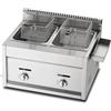 Generic Friggitrice a gas GPL a doppio serbatoio, in acciaio inox, con cestello e coperchio, per cucina e ristorante