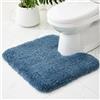 Ruggnovea Tappeto da bagno blu 22 x 24 lavabile in lavatrice antiscivolo tappetino da bagno a forma di U soffice tappeto assorbente contorno per pavimento del bagno