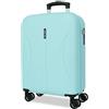Roll Road Formentera Azzurro Valigia da Cabina 38x55x20 cm Rigido ABS Lucchetto a Combinazione Integrato 35L 2.6kg 4 Doppie Ruote Bagaglio a Mano