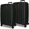 ROLL ROAD Acadia Set di Valigie Nero 65/75 cm Rigido Polipropilene Lucchetto a Combinazione Integrato 172L 7.6 kg 4 Doppie Ruote Estensibile