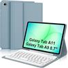 IVEOPPE Tastiera per Samsung Galaxy Tab A11 8.7/ Samsung Galaxy Tab A9 8.7, Cover Tastiera Italiano QWERTY, Senza Fili Bluetooth Staccabile Custodia Keyboard con Portapenna, Blu Grigio