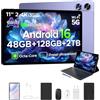 POPUX P11 Pro 2.4K FHD Tablet con Penna, Android 16 tablet 11 pollici,48 GB RAM + 128 GB ROM,T7250 Octa-Core, Gemini AI,13 MP + 5 MP, 8800mAh, Wi-Fi 5G, Cuffie, 1080P, Tablet con Tastiera e Mouse, Viola