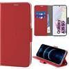 N NEWTOP Cover Compatibile con Samsung Galaxy A35 5G, HQ Lateral Custodia Libro Flip Chiusura Magnetica Portafoglio Simil Pelle Stand Protezione Completa Case TPU Anti Urto Guscio Base (Rosso)