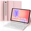 IVEOPPE Cover Tastiera per Samsung Galaxy Tab S10 Lite/S9 FE/S10 FE 10.9/S9 11, Tastiera Italiano QWERTY Bluetooth Senza Fili Staccabile, Custodia con Portapenna, Rosa
