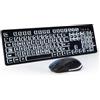 KOPJIPPOM Tastiera e mouse wireless - Tastiera wireless con stampa grande, KOPJIPPOM 2,4 G, set di tastiera e mouse con lettere grandi e tasto retroilluminato per anziani, compatibile per Windows, laptop, PC,