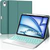 WINCHKING Cover Tastiera per iPad Air 11 M4 2026/M3 2025/M2 2024 con Touchpad, Italiano QWERTY, Custodia con Bluetooth Rimovibile Retroilluminata Tastiera per iPad Air 11 Pollici M4/M3/M2, Verde scuro