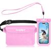 iVoler Kit Impermeabile con Borsa Marsupio e Custodia Smartphone IPX8 per Sport Acquatici Pesca Vela Sci Mare Escursione, Protezione per Cellulare Portafoglio Documenti - Rosa