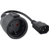 TECHZOCO Cavo di alimentazione prolunga Shucko, cavo adattatore di alimentazione per SAIS da connettore C14 maschio a connettore CEE7 femmina, cavo UPS 100% rame AWG18, colore nero, 25 cm