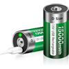 Palogreen Batteria USB D ricaricabile al litio/15000 mWh - 1,5 V celle D batterie ricaricabili ricarica rapida in 4 ore con cavo di ricarica di tipo C, protezione da sovraccarico (2 pezzi)