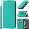 Cavor Cover compatibile con iPhone 15 Pro Max Custodia Con Cordino,Flip Vera Pelle Portafoglio Custodia in pelle Genuine,[4 Porta Carte][Magnetica] - Cielo blu