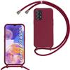 FERLAN Custodia per Samsung Galaxy A23 Cover con Cordino,Rosso Silicone Antiurto TPU Morbido Case Corda Collana Necklace Regolabile Stylish con Catena Ultra Sottile Cover per Galaxy A23 4G/A23 5G,Rosso