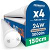 Eurocali 4 Tubi LED 24W 150cm T8 G13 SMD con Starter 3000 Lumen Garanzia 3 Anni - Luce Naturale 4000K - Alta Luminosità 125 lm/W - Materiale Nano Plastic Sostituzione Neon per Soffitto Garage Negozio