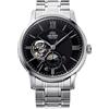 Orient Classic Sun & Moon - Orologio Da Uomo Automatico a Carica Manuale Casual Bracciale e Cassa In Acciaio Metallizzato Quadrante Nero - RA-AS0008B30B RA-AS0008B