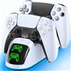 Rysker RGB Stazione Ricarica per Controller PS5, 2H Rapida Base Ricarica per PS 5, Caricatore per Playstation Five Originali & Edge con 9 Modalità RGB, Stazione di Ricarica per Giochi Playstation5 Accessori