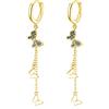 SLUYNZ 925 Orecchini Pendenti a Farfalla in Argento Sterlina Nappa per Donne Ragazze Adolescenti CZ Farfalla Cerchio orecchini catena (B-Gold)