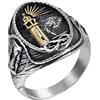 HIJONES Anello con Sigillo da Uomo in Acciaio Inossidabile con Faro Fede Nuziale Vintage Oro Argento Taglia 25