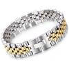 Homxi Bracciale da Uomo Argento Oro,Bracciale da Uomo Acciaio Inossidabile Catena Cinturino Orologio 15MM Braccialetto Uomo 20.5 CM