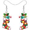 BONSNY Acrilico Novità divertente Calza di Natale Pendenti Orecchini Ipoallergenici Designer Gioielli Regali per Donne Signore Festa Festiva (Multicolore)