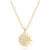 Aobei Pearl 18K Oro Cresent Luna Stella Sole Pendente Collane per Le Donne Dainty Celestial Coin Carino Collana Layered Chain Collanes Donne Gioielli 18
