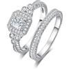 JewelryPalace Principessa Cut 1ct Cubic Zirconia Anniversario Promessa Wedding Band Anello placcato oro bianco 14K Canale nuziale Set 9.5