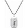 AOSWUD Collana con croce di Gesù per uomo e donna, ipoallergenica placcata in oro 18 carati con ciondolo a forma di medaglia gioielli cristiani religione (Argento)