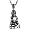 HIJONES Uomo Acciaio Inossidabile Oro/Argento d'Epoca, La Statua del Buddha Ciondolo Collana Argento