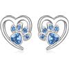 ITESSY Orecchini a perno in argento Sterling con stampa a forma di zampa di gatto, ipoallergenici, con zirconi cubici, gioielli per compleanno e Natale, orecchini scintillanti per donne e ragazze, Oro bianco