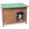 AqpetFriends Baita Cuccia in Legno da Esterno per Cani con Tetto Apribile e Tende Termiche incluse, Large 116x79x85h