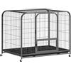 PawHut Gabbia per Cani Robusta con Ruote e 3 Porte, 109x72x85 cm Nero