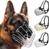 LINGJIUXING Museruola per cani da pastore tedesco, cestino in metallo, per cani di taglia media e grande, cinghie in pelle resistenti regolabili, maschera di sicurezza per mordere, masticare, abbaiare (nero