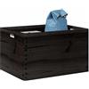 Generico Scatola in Legno con Manici 40x30x23 cm 22L - Contenitore in Pino Massello Nero per Organizzazione Casa, Giocattoli, Ufficio, Decorazione Rustica