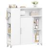 Hzuaneri Mobile da Bagno, Mobile da Nicchia con Ante Scorrevoli, unità stretta, con rotelle, Portarotolo, Ripiani Regolabili, per Bagno, Soggiorno, Cucina, 20 x 70 x 80 cm, Bianco BC66603X
